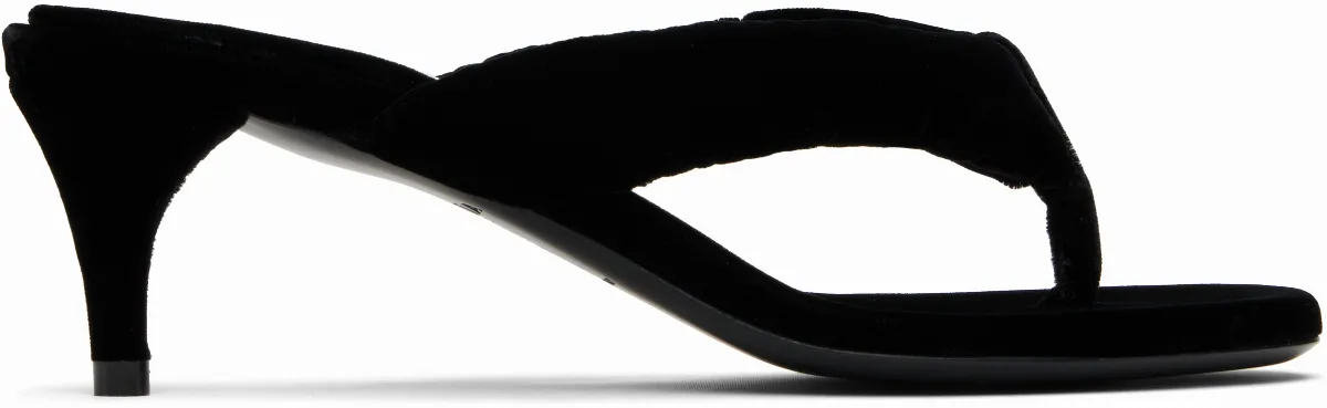 Black Velvet Tong Mules