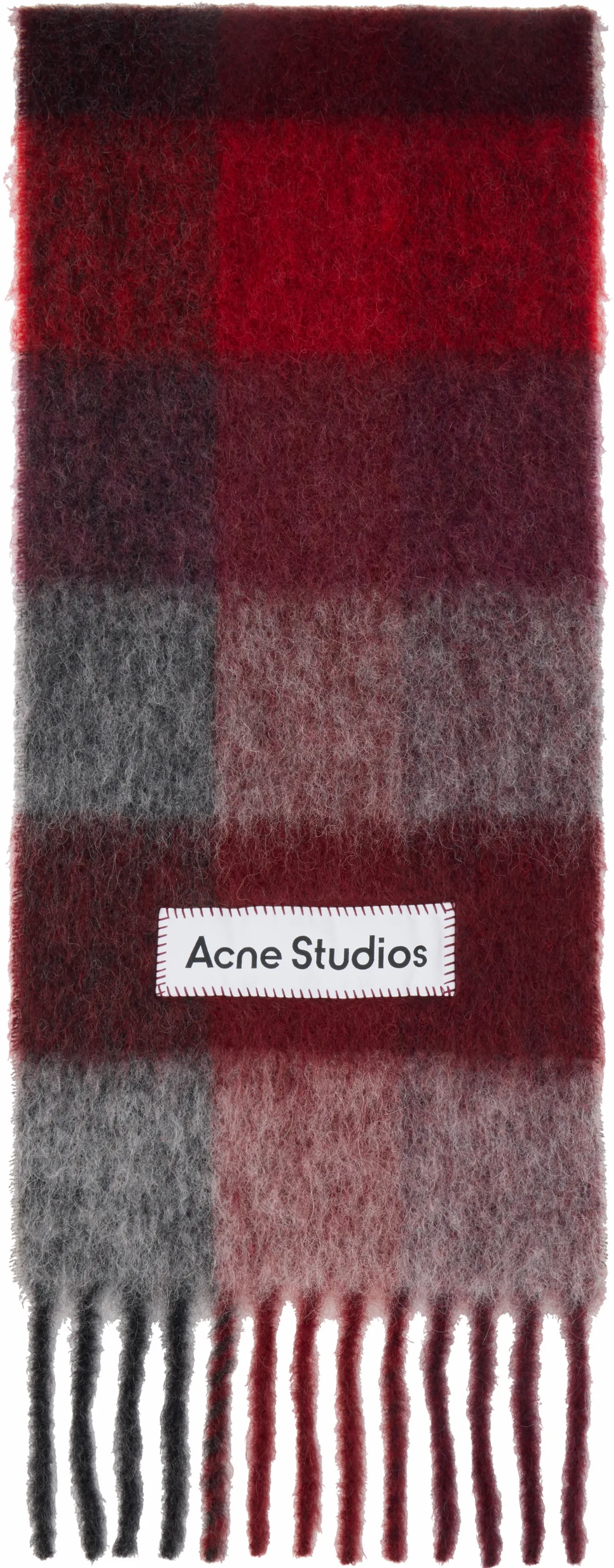 Red Mohair Checked Scarf