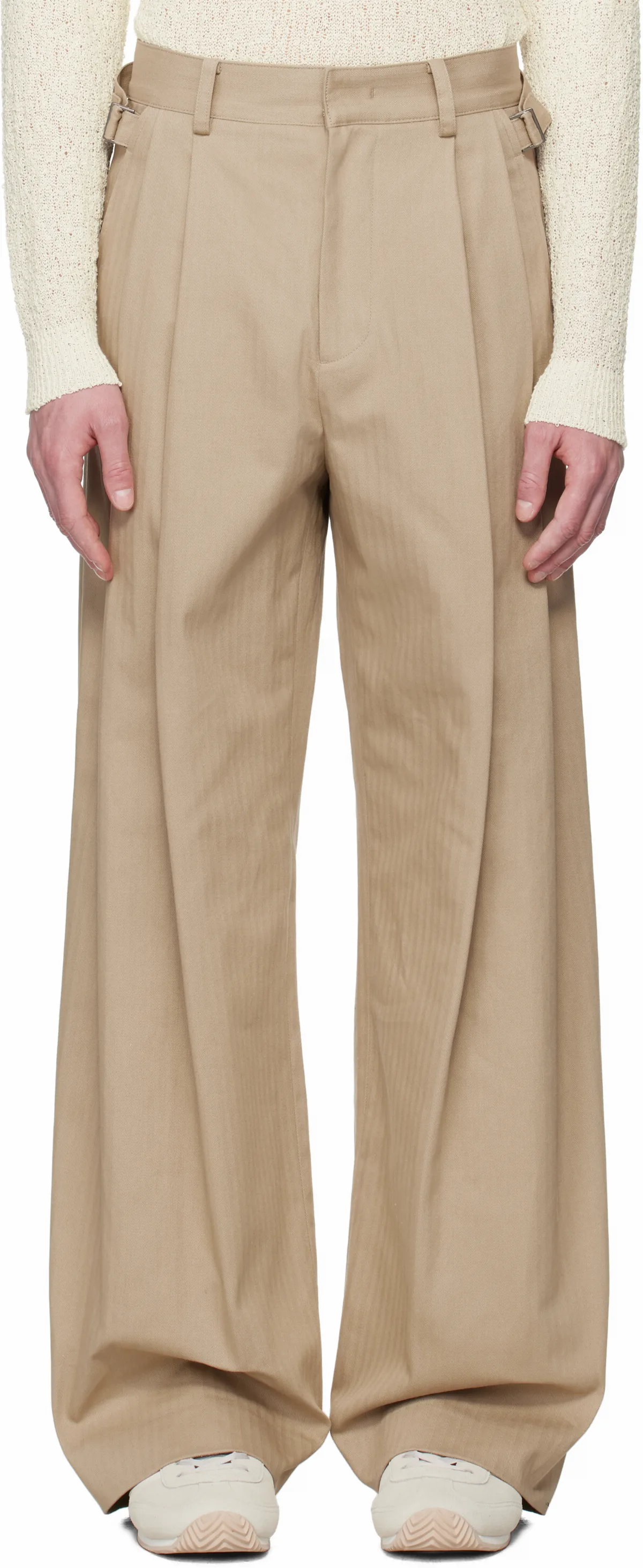 SSENSE Exclusive Beige Herringbone Trousers