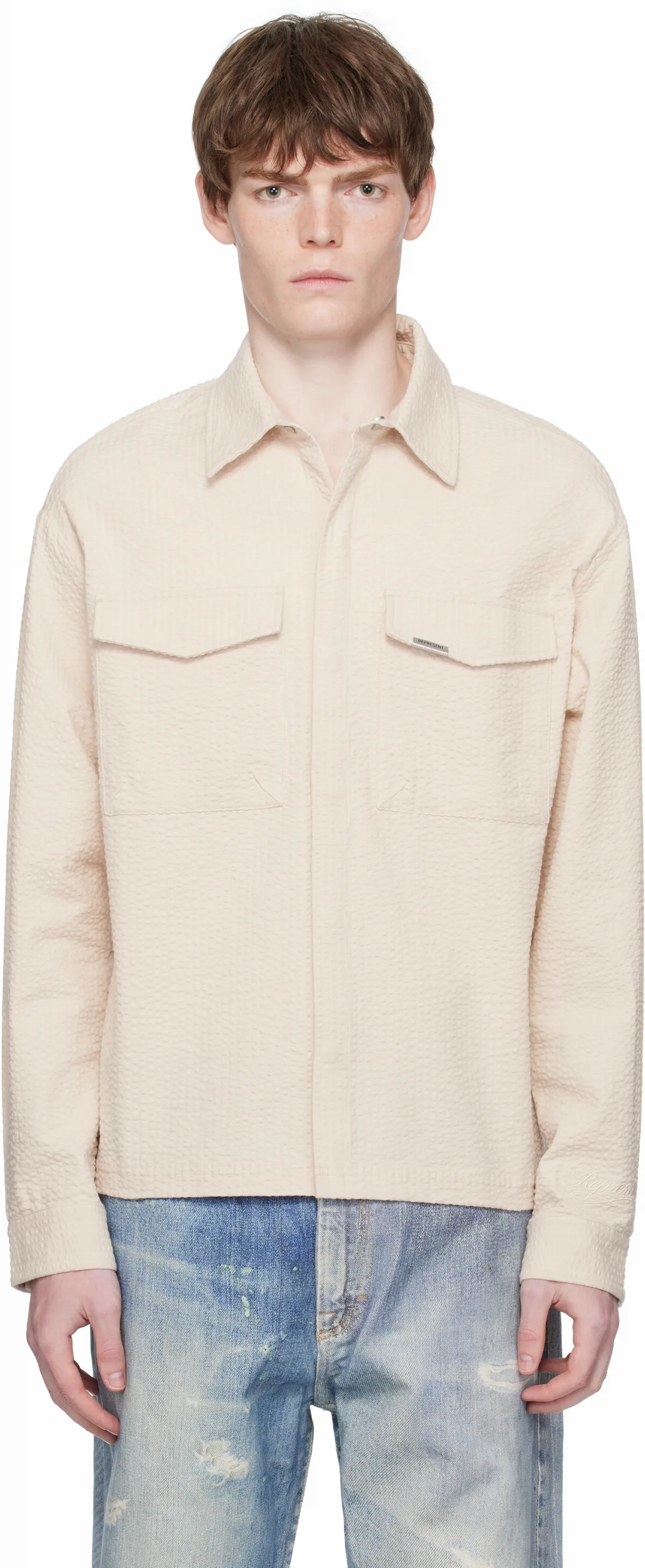 Off-White Textured Long Sleeve Shirt