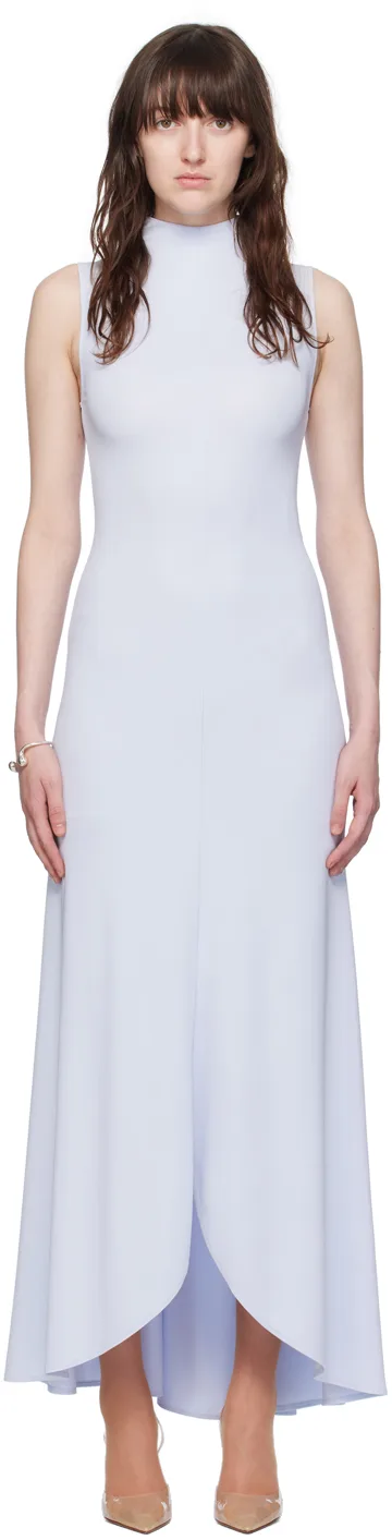Blue Mock Neck Maxi Dress