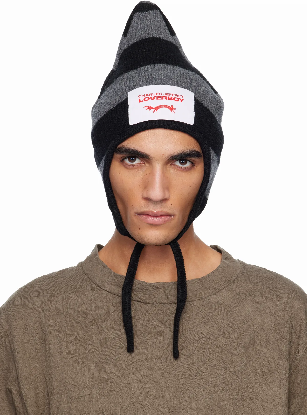 Black & Gray Spike Bonnet Beanie by Charles Jeffrey LOVERBOY
