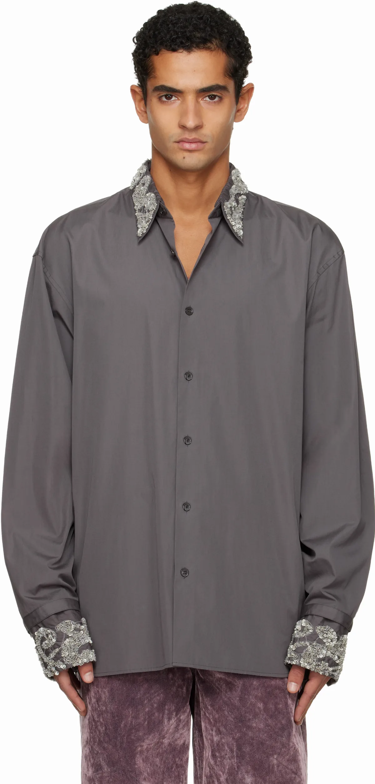 Gray Embellished Shirt