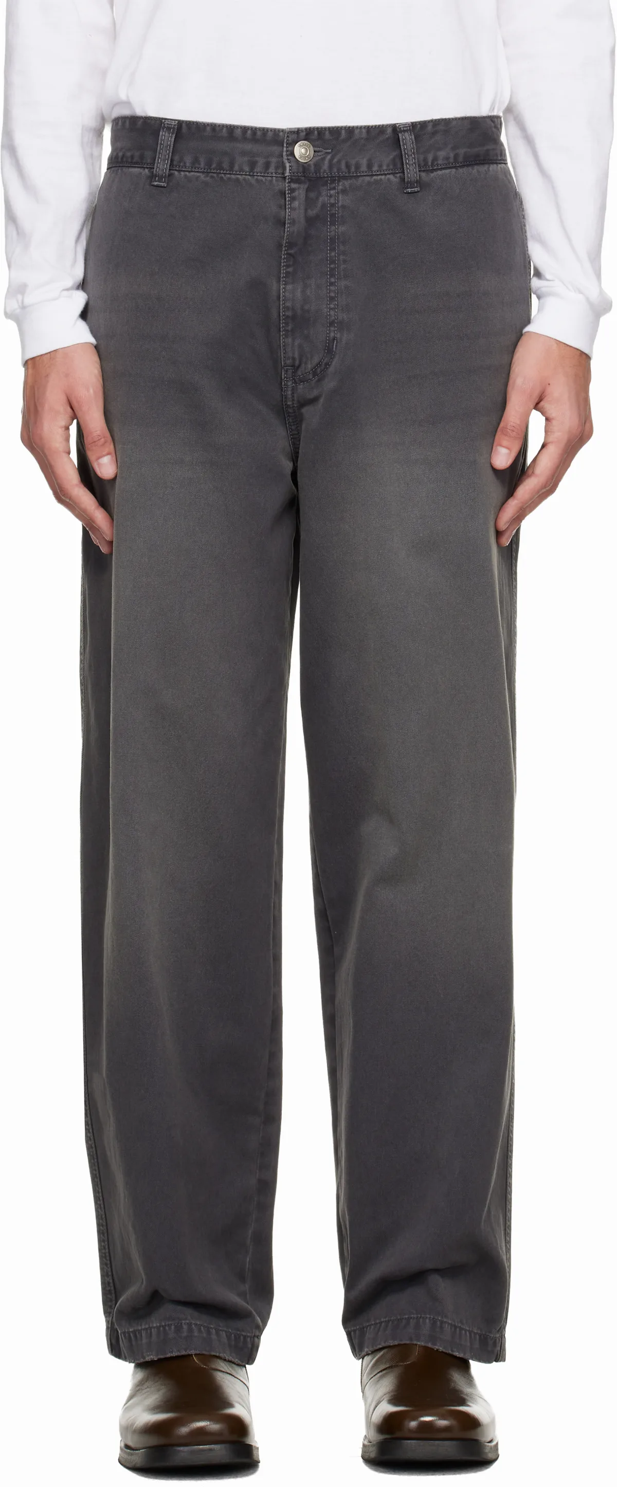 Gray Painted Chino Trousers