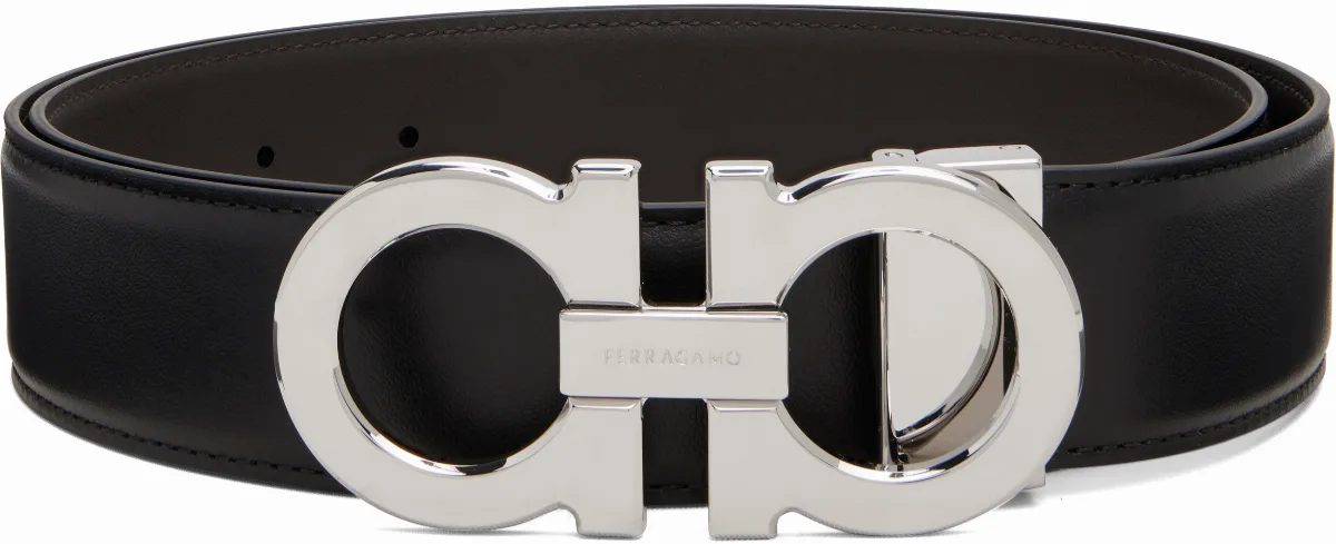 Black Adjustable Gancini Reversible Belt