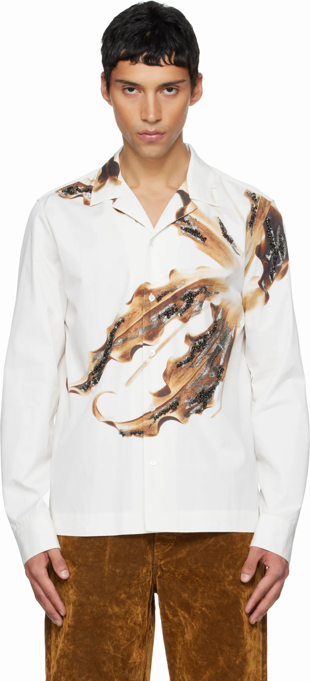 White Embroidered Cotton Shirt