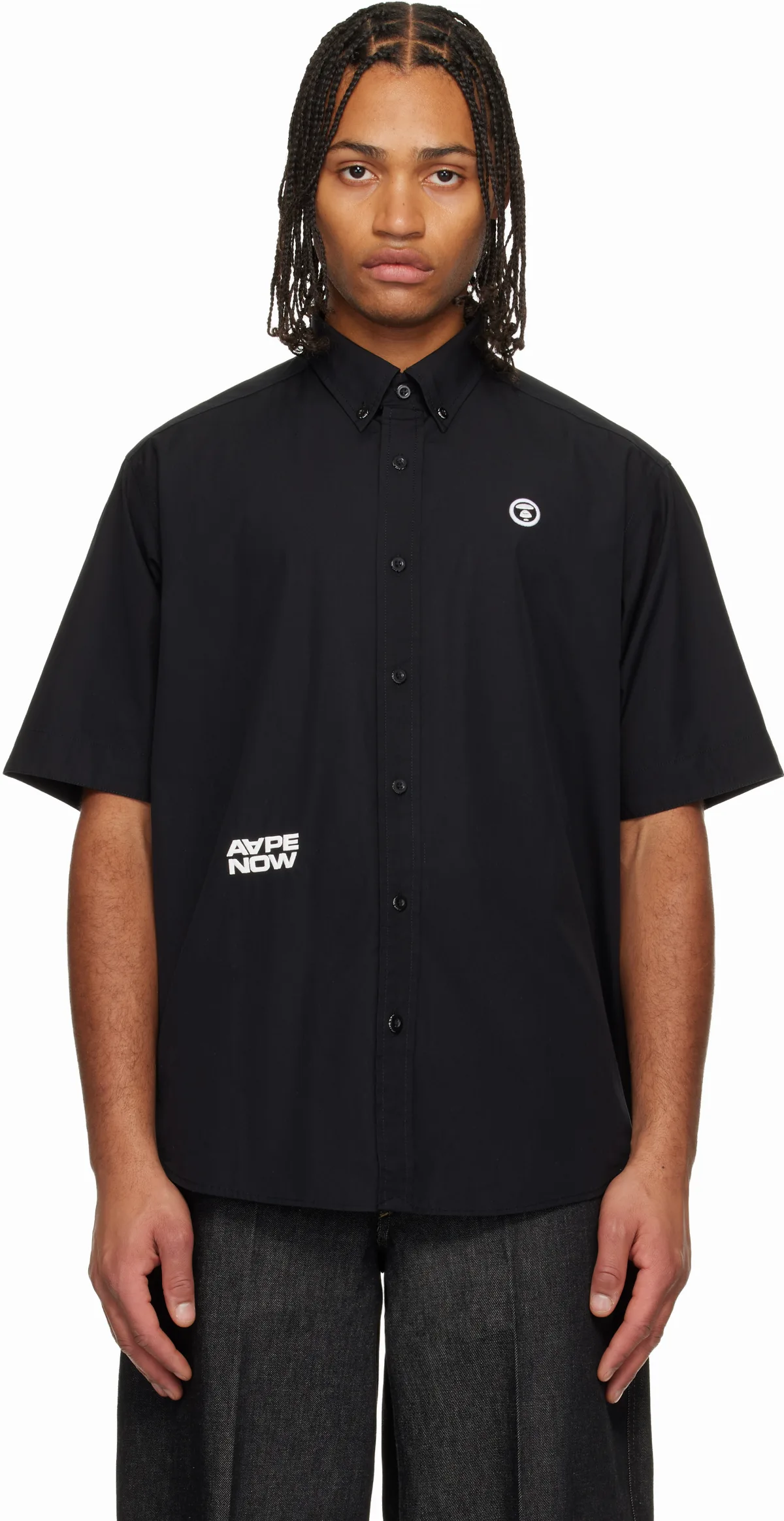 Black'AAPENOW' Moonface Logo Shirt