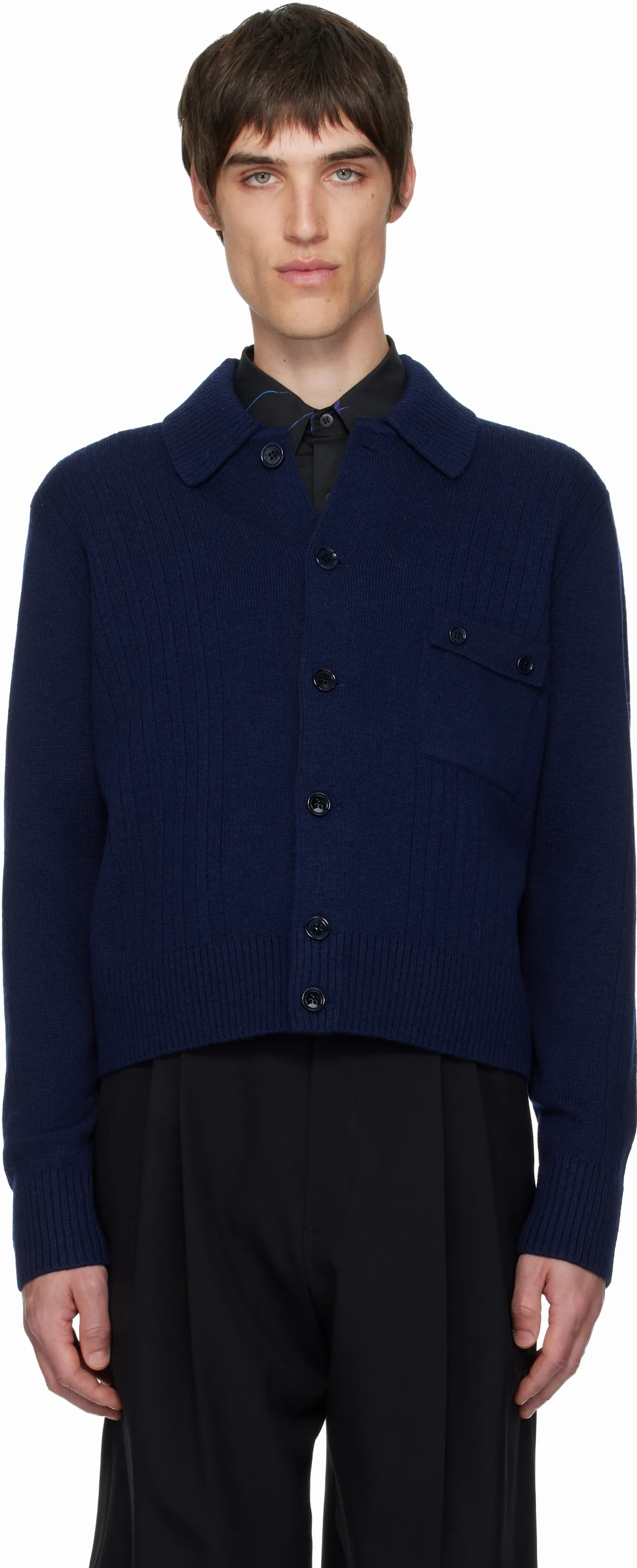 Navy Wool Cardigan