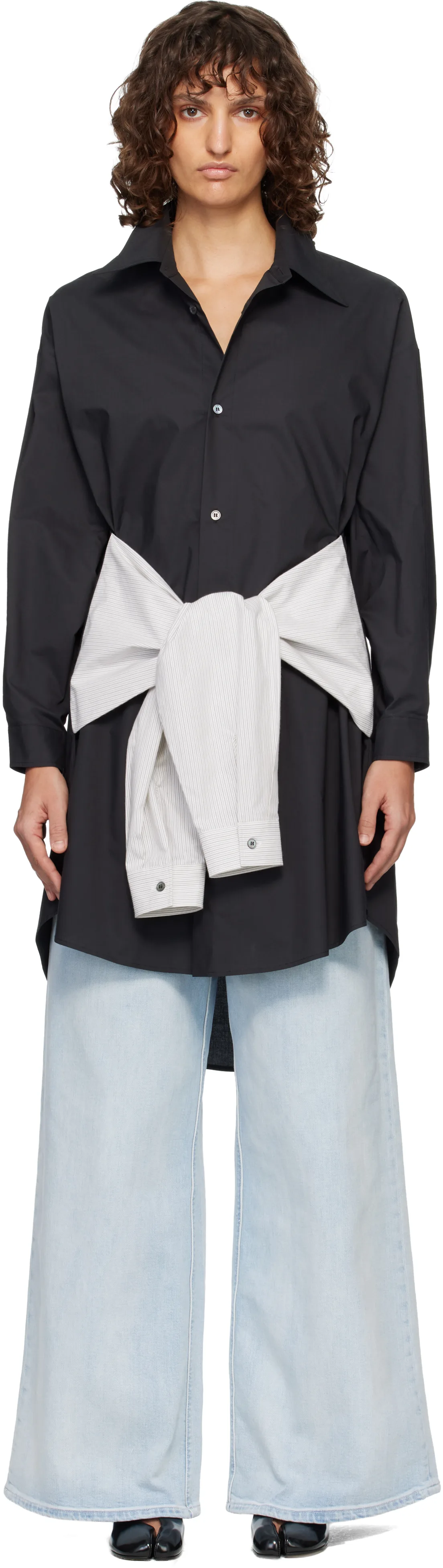 Black Multi Wear Cotton Poplin Minidress by MM6 Maison Margiela