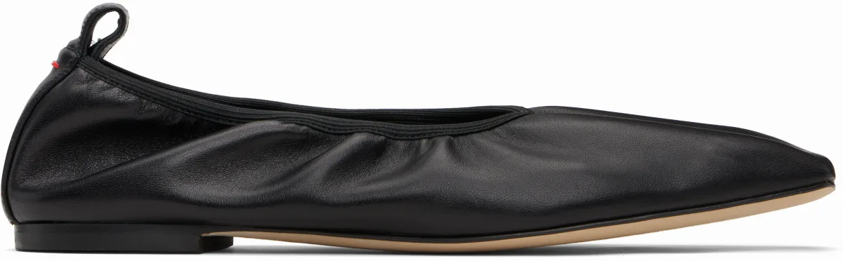 Black Nomi Ruched Ballerina Flats