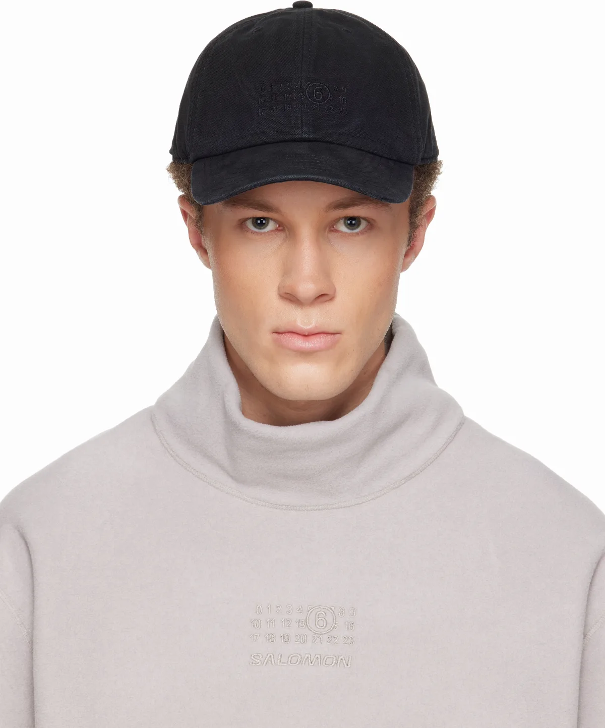 Black Embroidered Logo Cap by MM6 Maison Margiela