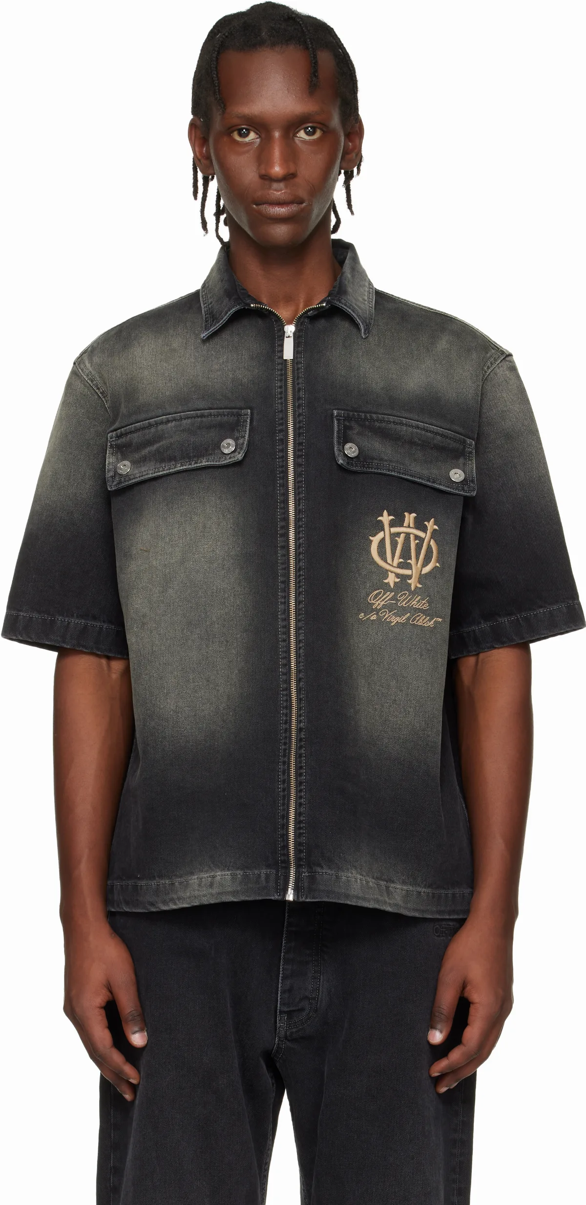 Black Zip Bowling Denim Shirt by Off-White