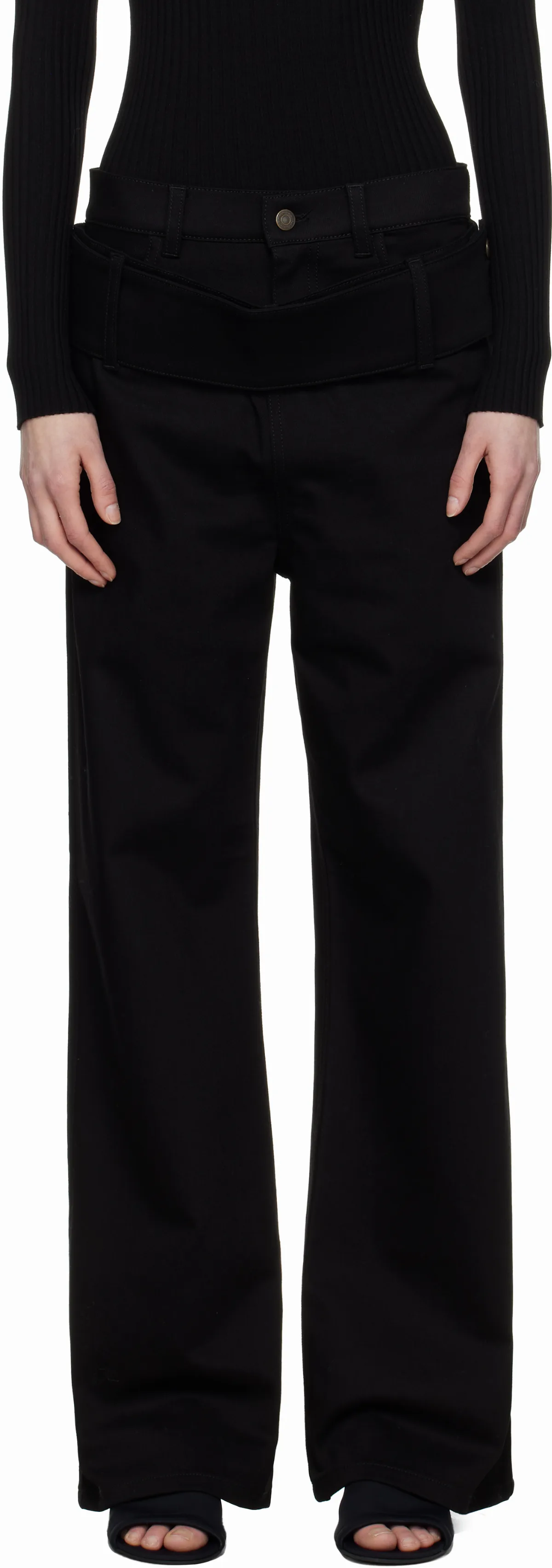 Black Double Belt Jeans