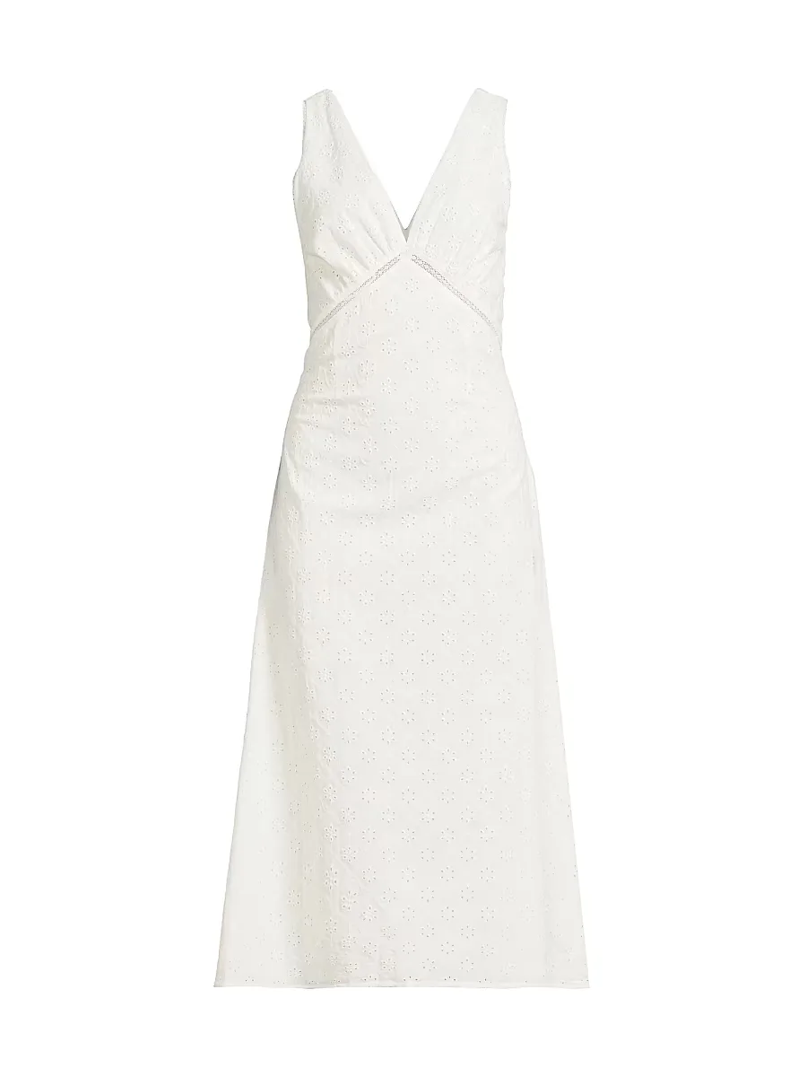 Maya Floral Eyelet Cotton-Blend Midi-Dress