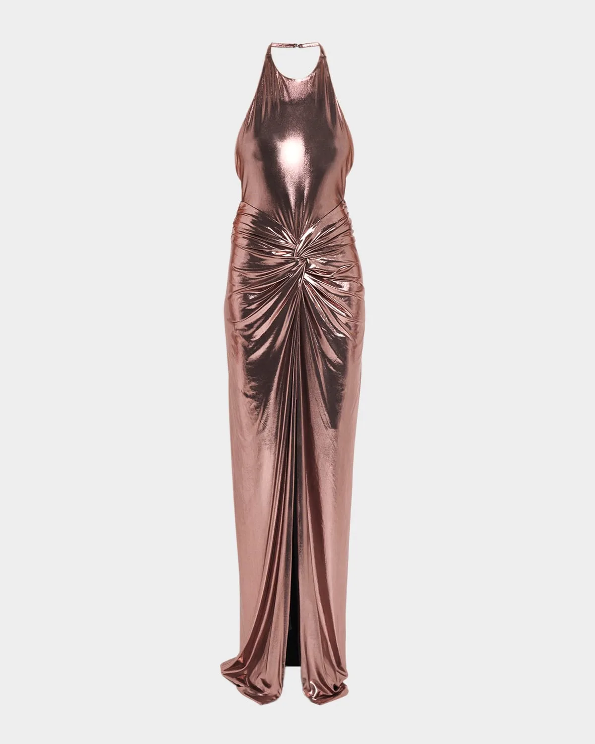 Anida Twisted Lame Halter Gown