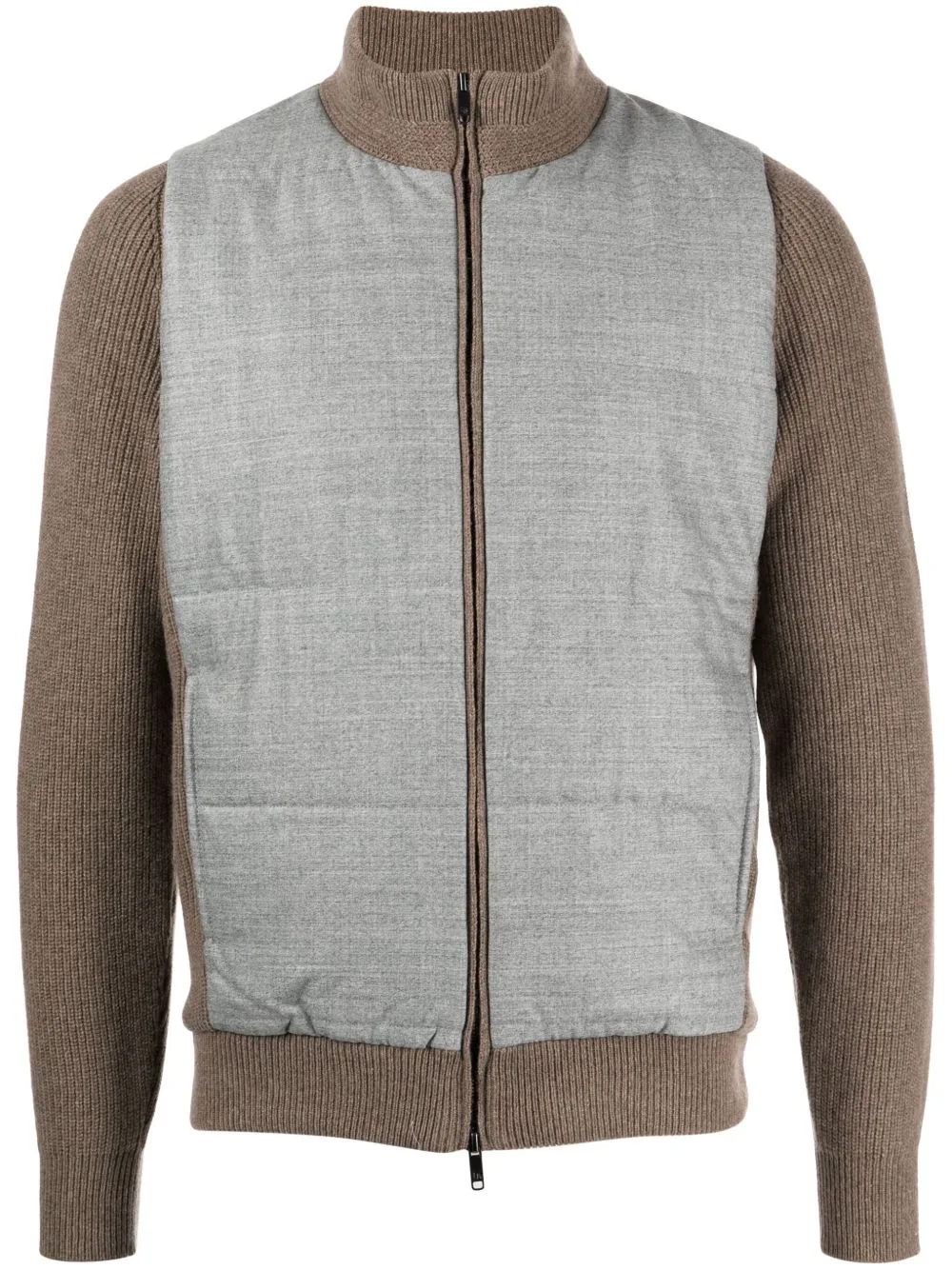 Panelled Ribbed-Knit Jacket