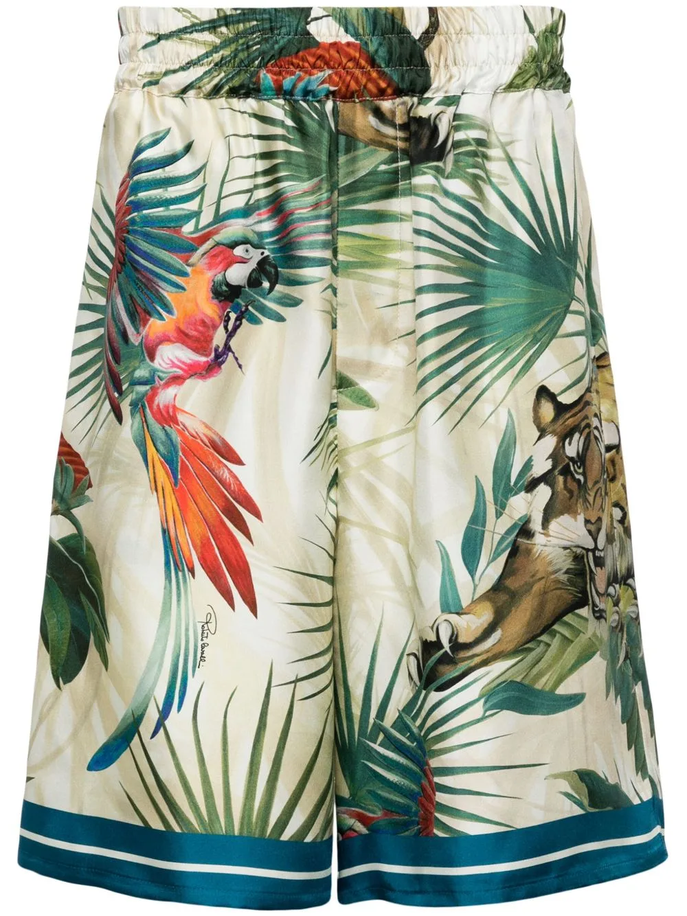Jungle-Print Silk Shorts by Roberto Cavalli
