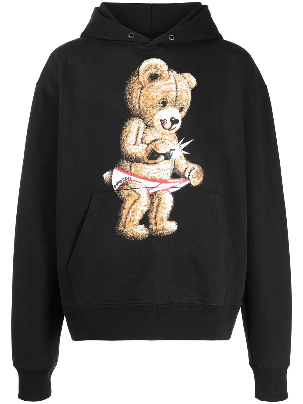 Snap Teddy-Print Pullover Hoodie by DOMREBEL