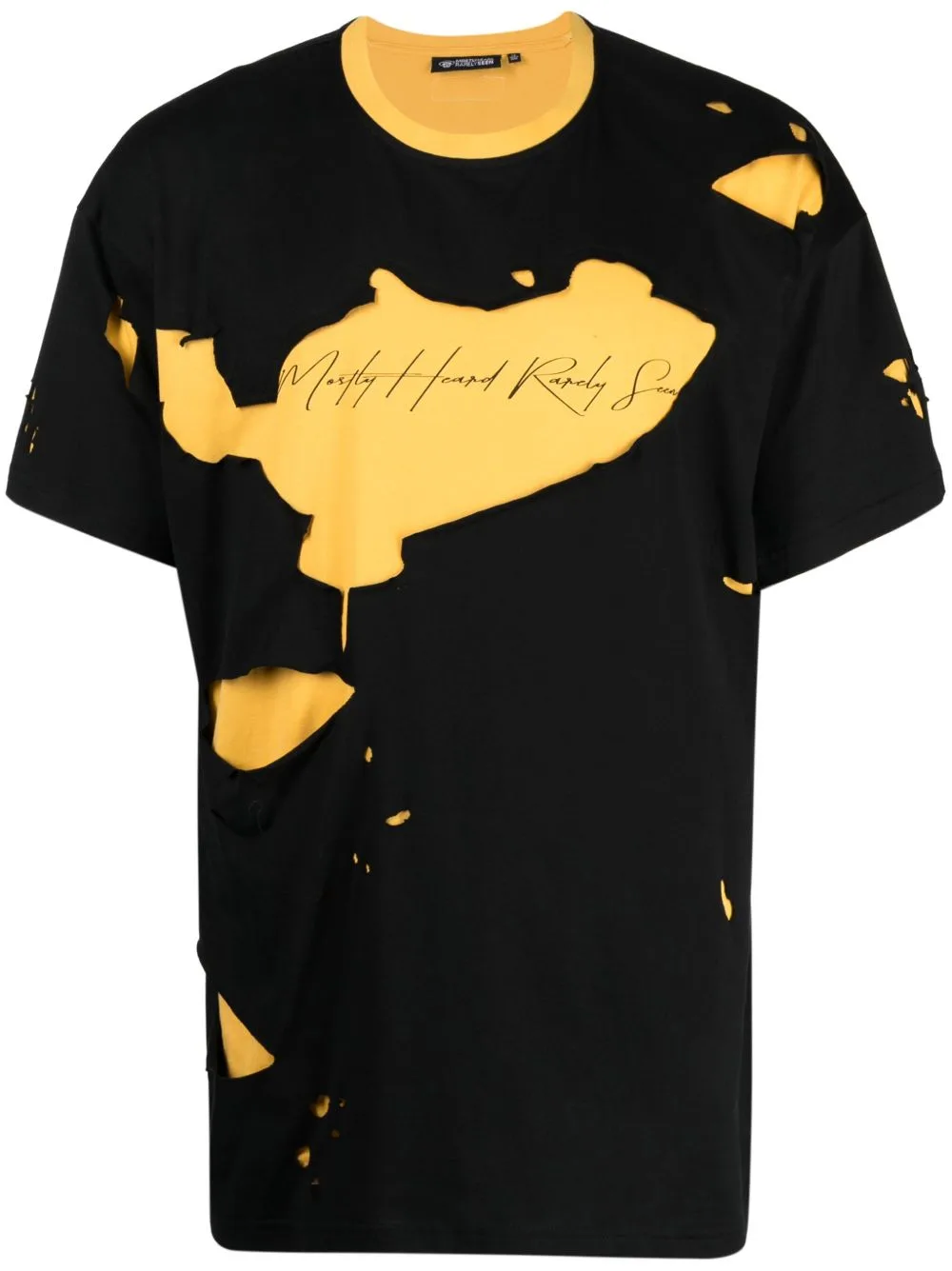 Ripped Logo-Print Cotton T-Shirt by Mostly Heard Rarely Seen