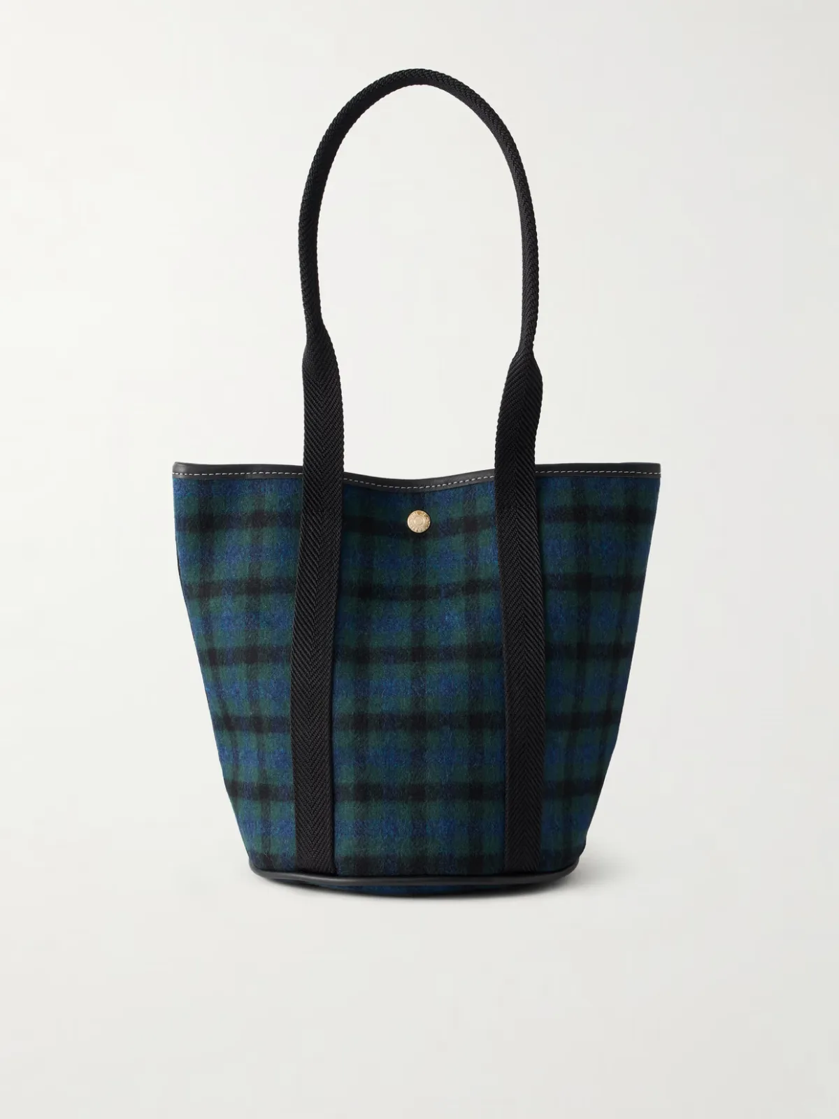 Bucket Leather and Webbing-Trimmed Canvas Tote