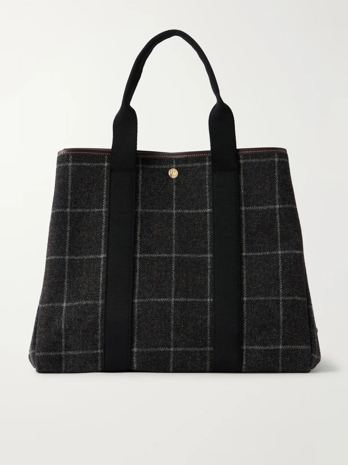 Traversée Leather-Trimmed Checked Tweed Tote by RUE de VERNEUIL