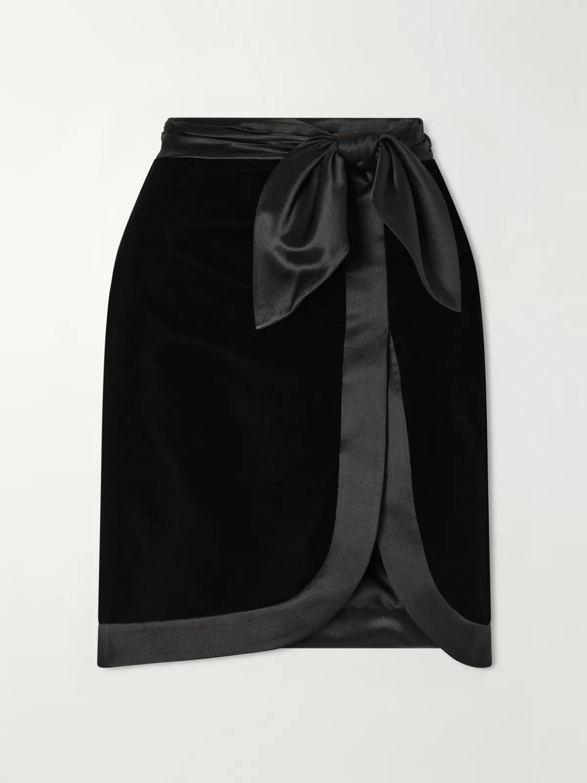 Silk-Trimmed Velvet Midi Skirt by SAINT LAURENT
