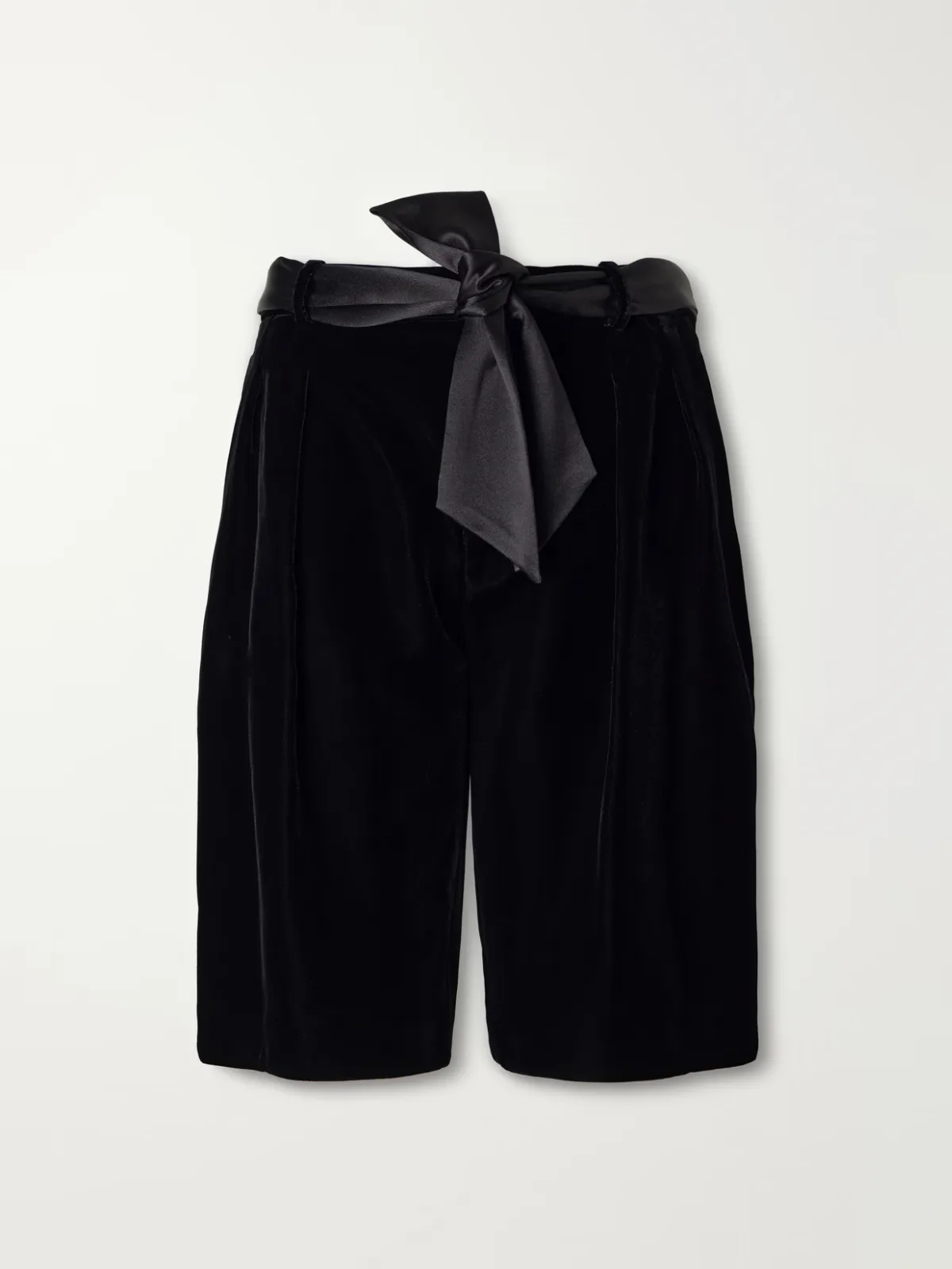 Belted Silk-Trimmed Velvet Shorts by SAINT LAURENT