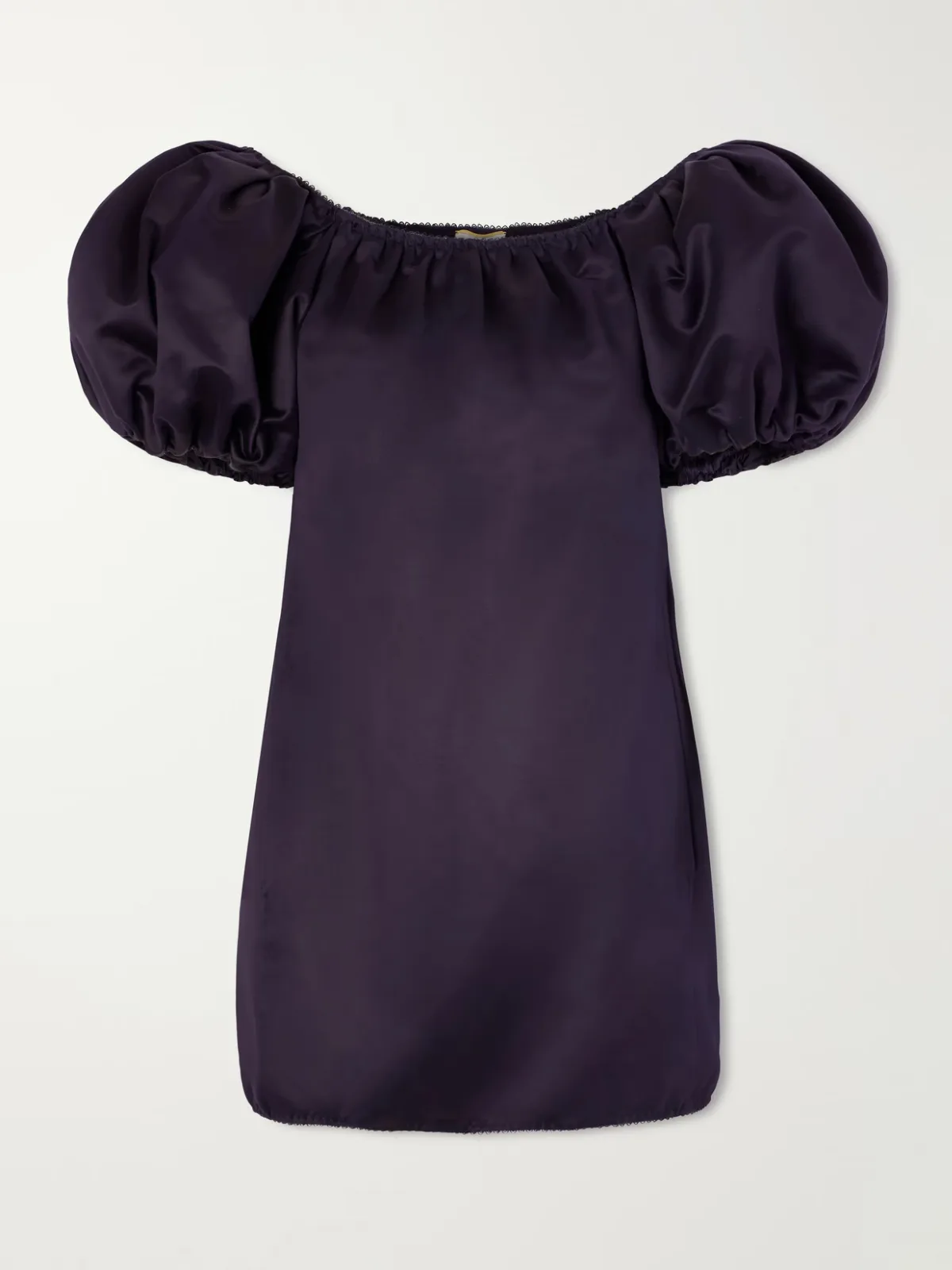 Off-The-Shoulder Gathered Cotton-Satin Mini Dress by SAINT LAURENT