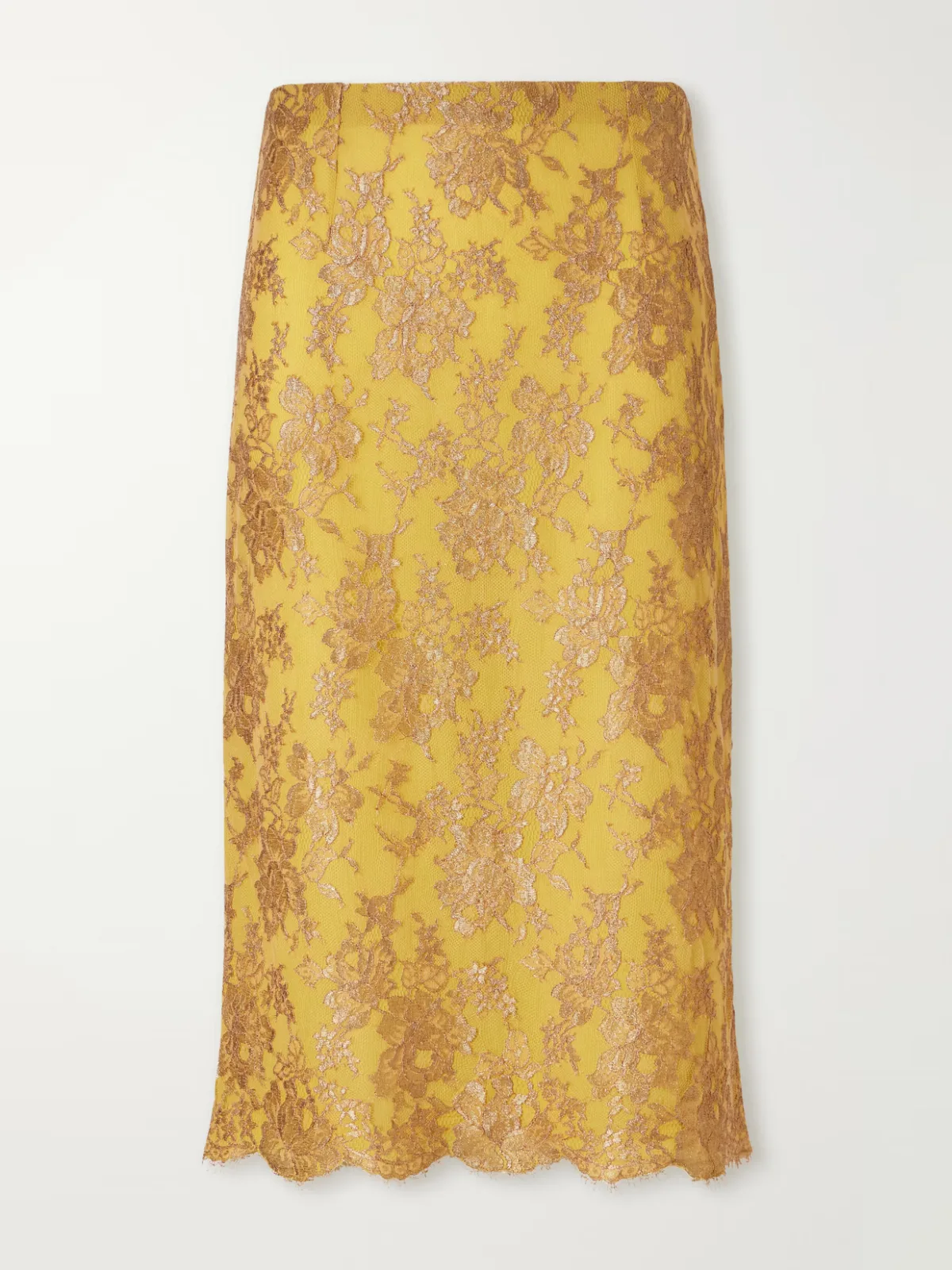Scalloped Metallic Lace Midi-Skirt by SAINT LAURENT