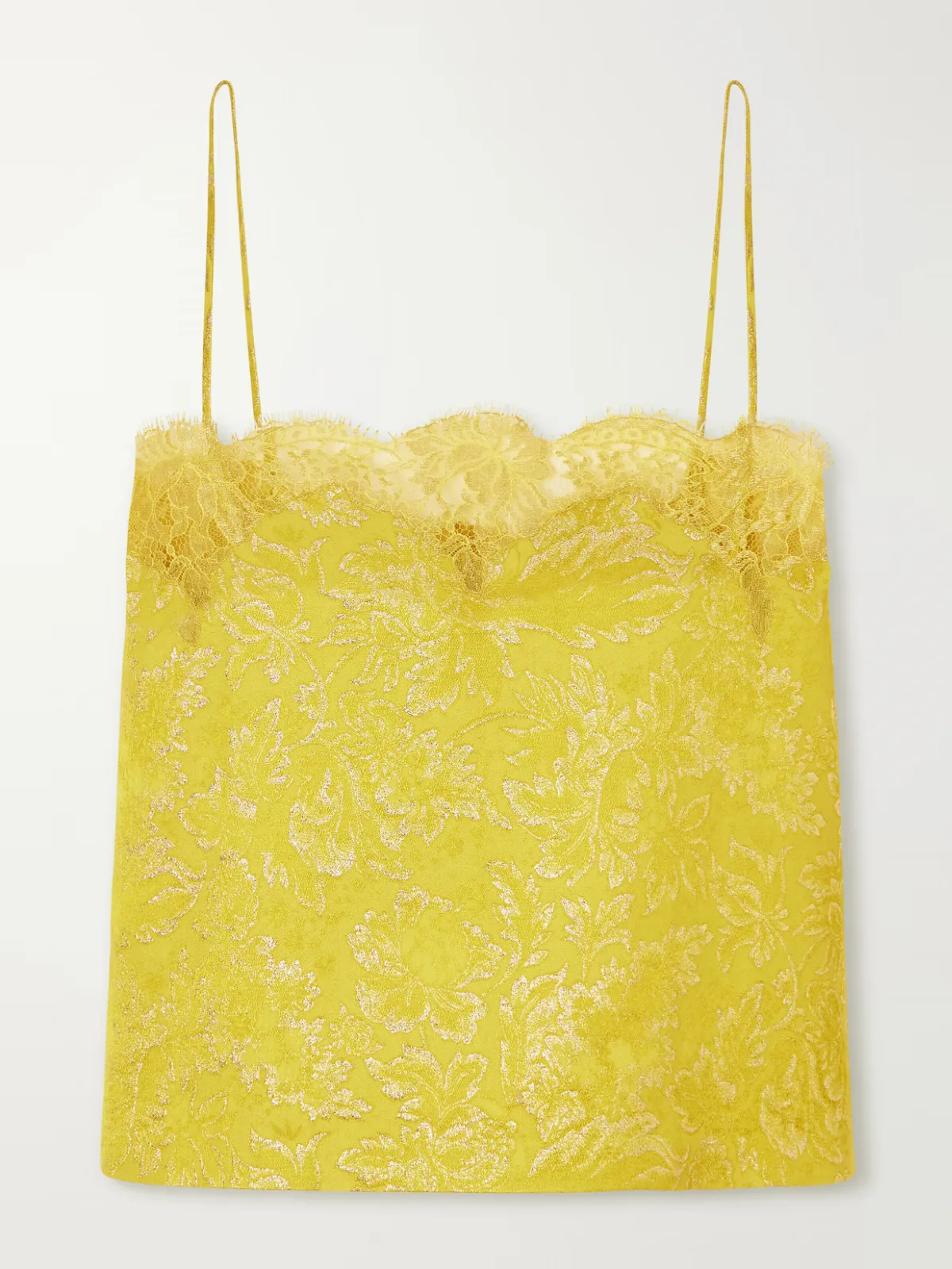 Lace-Trimmed Metallic Brocade Cami by SAINT LAURENT