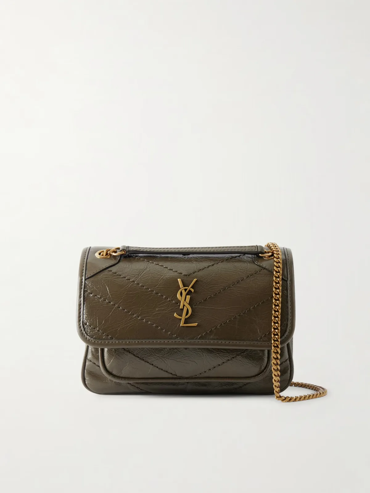 Niki Mini Crinkled-Leather Shoulder Bag by SAINT LAURENT