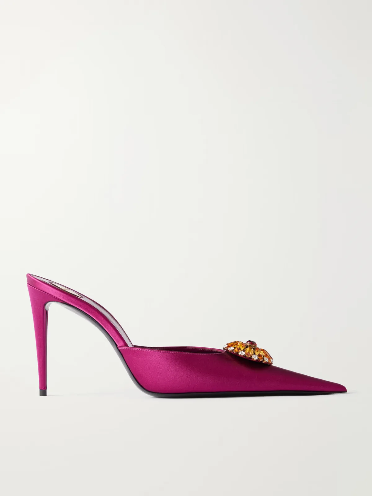 Cosmo 95 Embellished Satin Mules by SAINT LAURENT