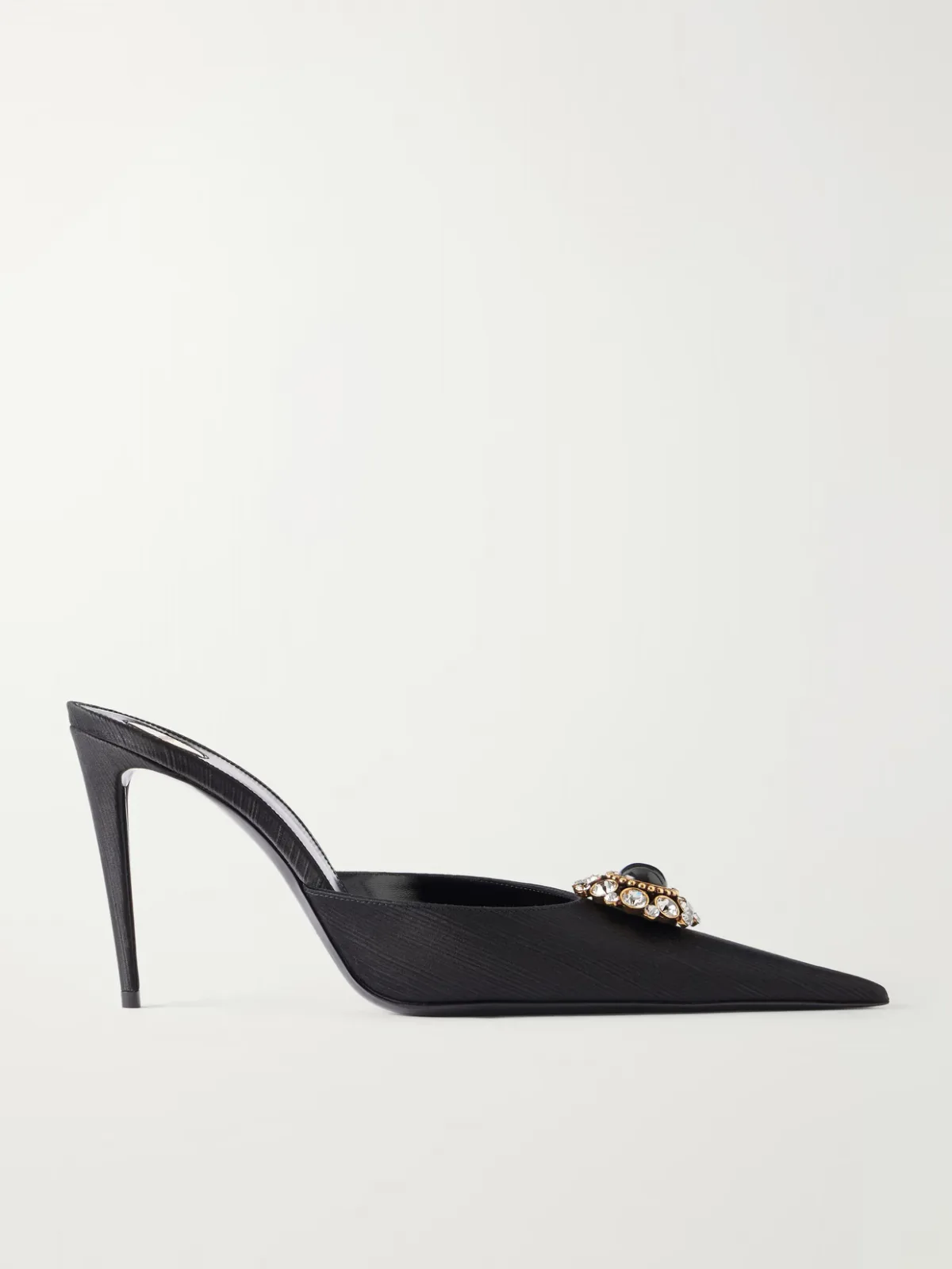 Cosmo 95 Crystal-Embellished Faille Mules by SAINT LAURENT