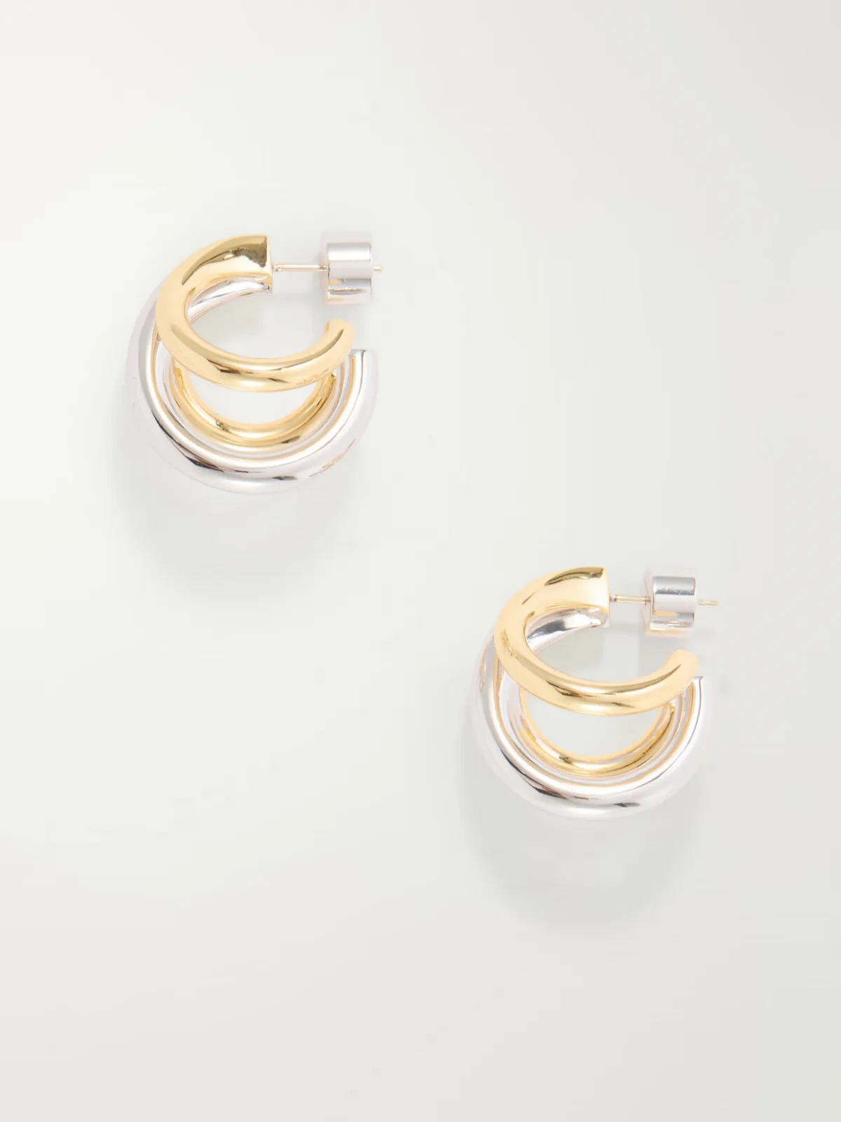 Triple Lilly 10-Karat Gold and Sterling Silver-Plated Brass Earrings