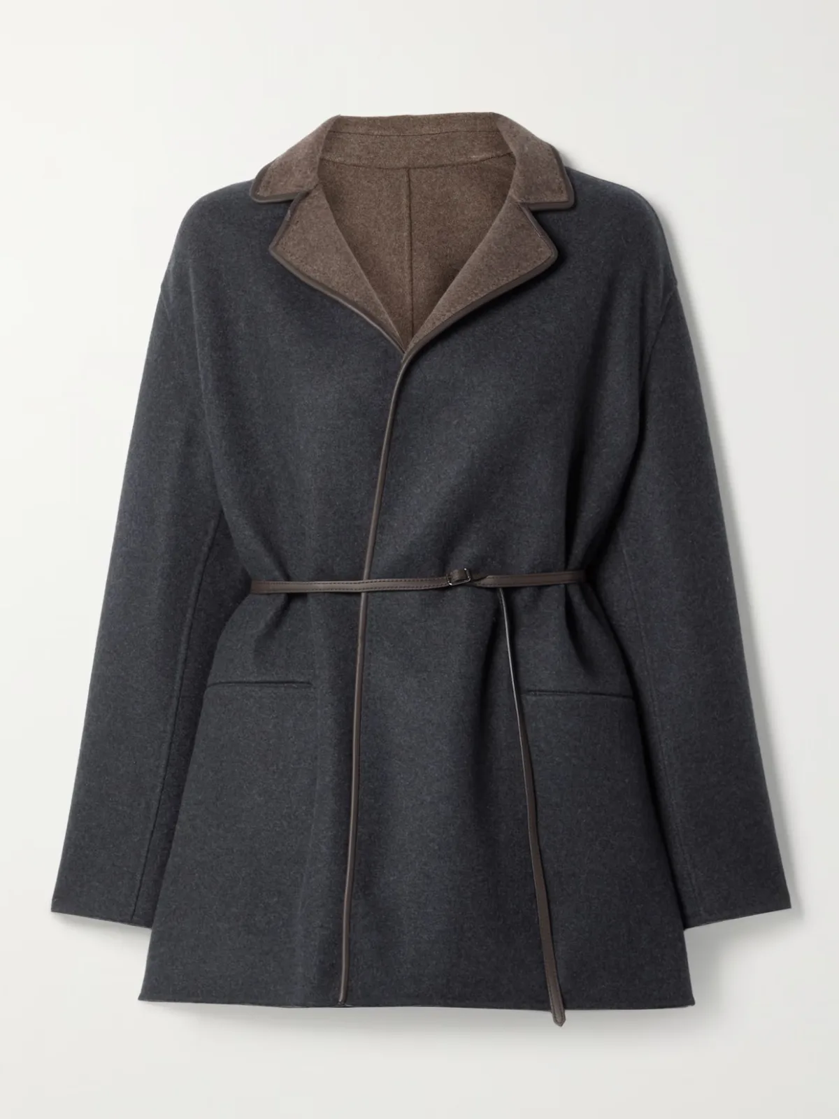 Jimi Reversible Belted Leather-Trimmed Cashmere-Blend Jacket by Loro Piana