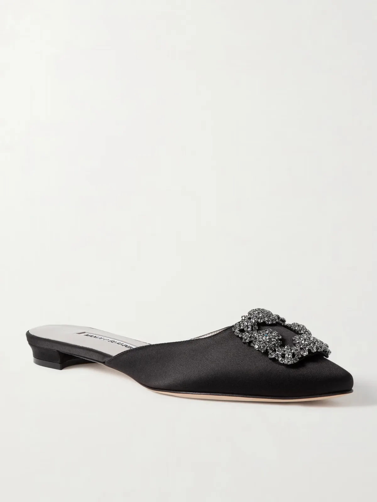 Hangisi Crystal-Embellished Satin Slippers by Manolo Blahnik