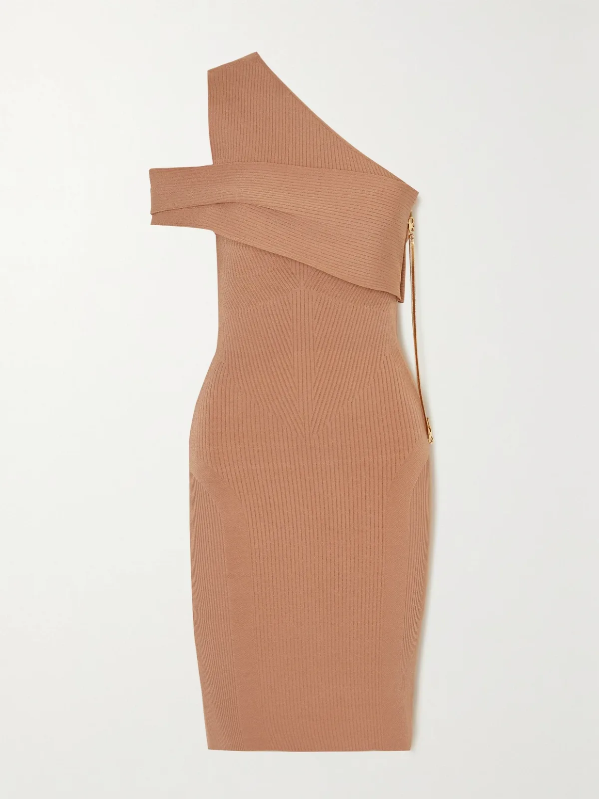 Mybody One-Shoulder Ribbed Stretch-Knit Midi Dress by AZ FACTORY