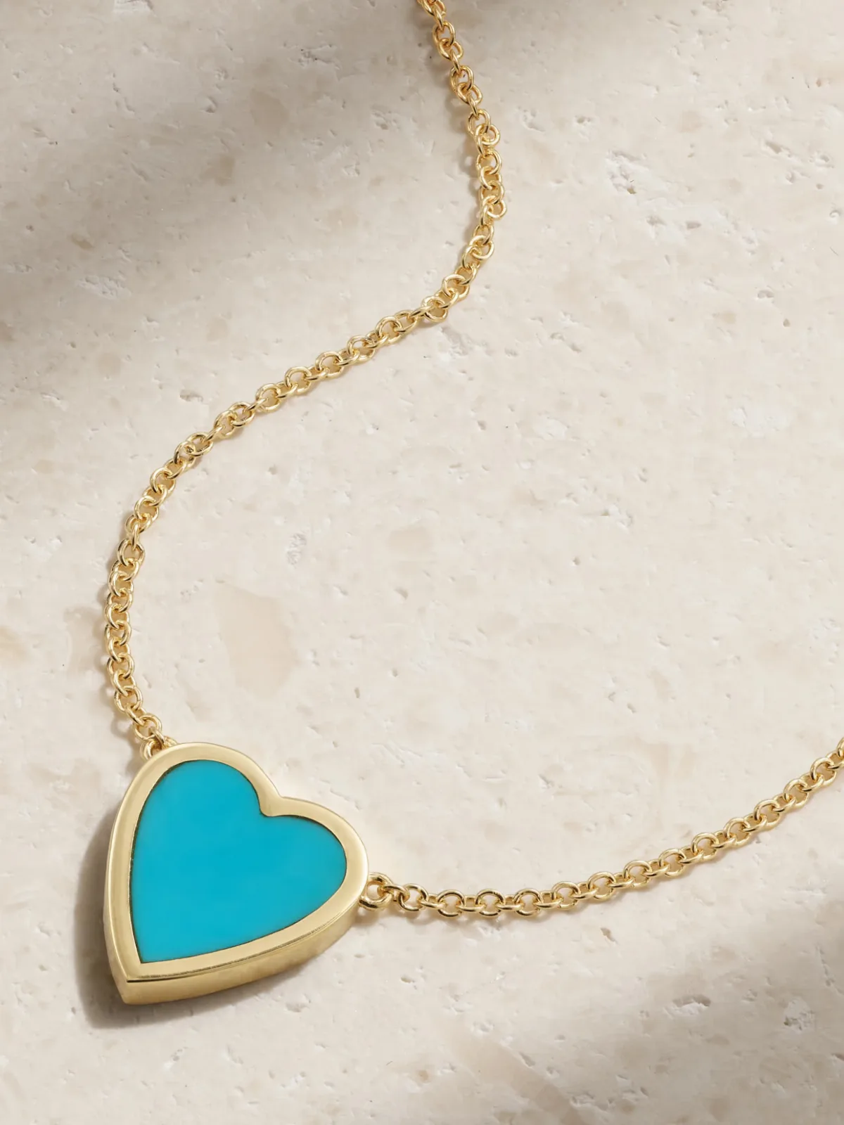Mini Heart 18-Karat Gold Turquoise Necklace by Jennifer Meyer