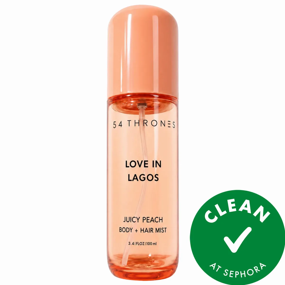 Love in Lagos Juicy Peach Body & Hair Perfume Mist Spray 3.4 oz/100 Ml by 54 Thrones
