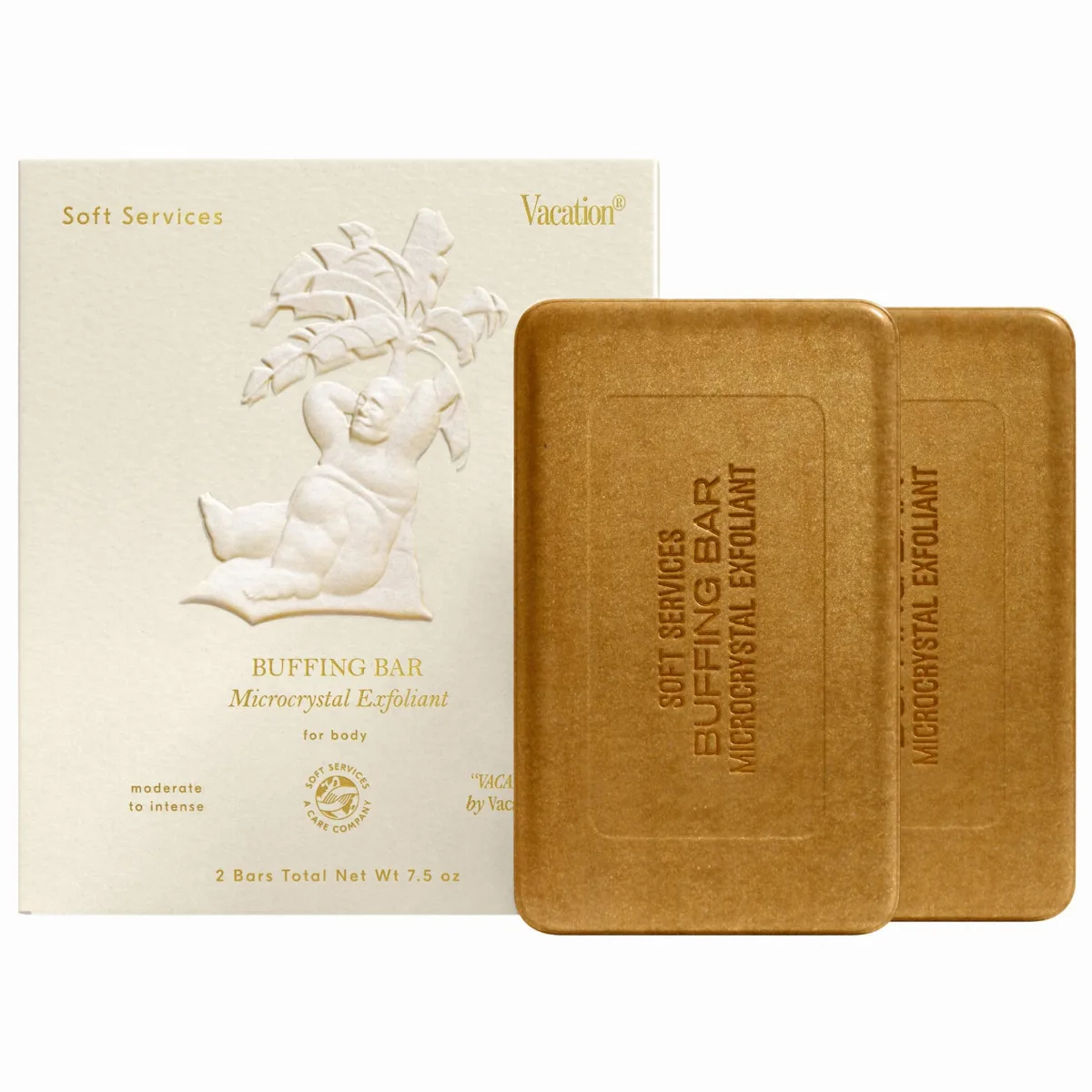 Soft Services x Vacation "VACATION" Buffing Bar Exfoliating Body Bar (2-Pack) with Coconut, Pineapple & Solar Notes 7.5/221 by Soft Services