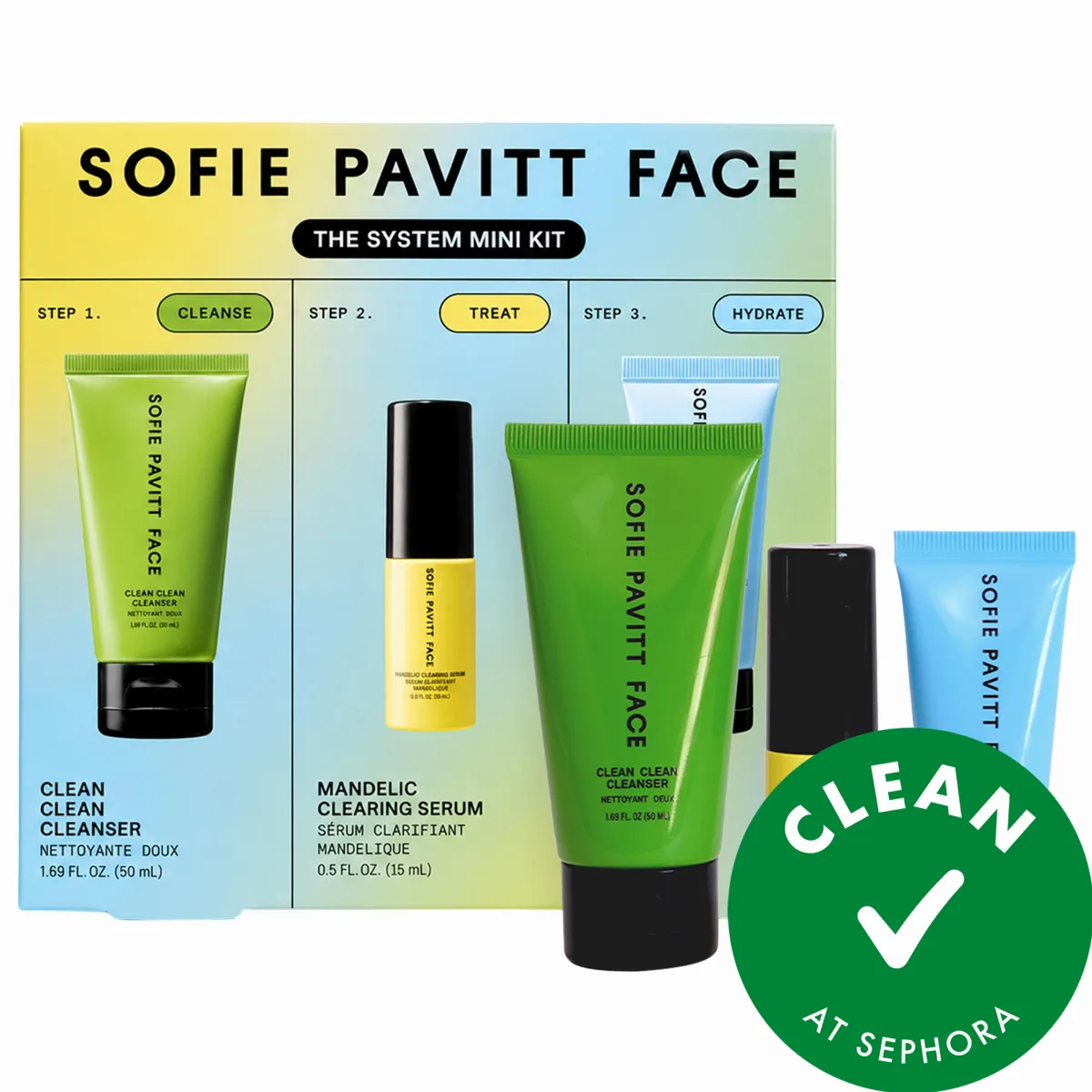 3 Step Acne-Safe Clear Skin System with Mandelic Acid by SOFIE PAVITT FACE
