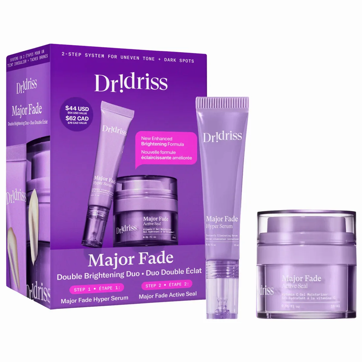 Mini Major Fade Set Serum & Cream with Vitamin C for Hyperpigmentation & Uneven Skin by Dr. Idriss