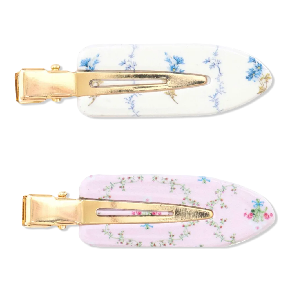 Wet Brush x Hill House Creaseless Clips - Bluebell Waltz/Pink Trellis by Wet Brush