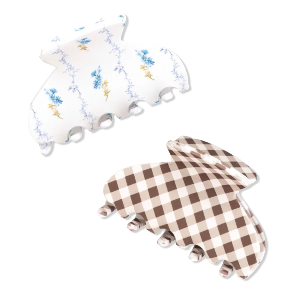 Wet Brush x Hill House Bluebell Waltz and Brown Gingham Small Claw Clips 2ct by Wet Brush
