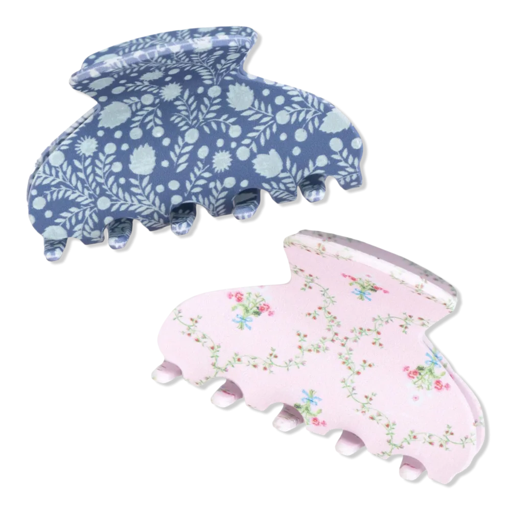 Wet Brush x Hill House Ditsy Thistle and Pink Trellis Small Claw Clips 2ct by Wet Brush