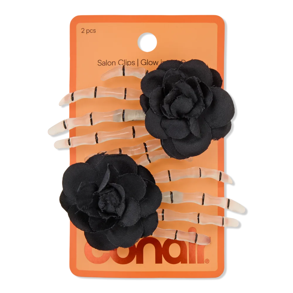 Halloween Glow-in-the-Dark Skeleton Hand Salon Clips by Conair Accessories