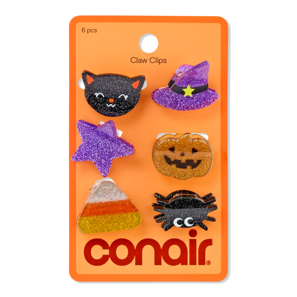 Halloween Mixed Acrylic Claw Clips 6 Pack by Conair Accessories