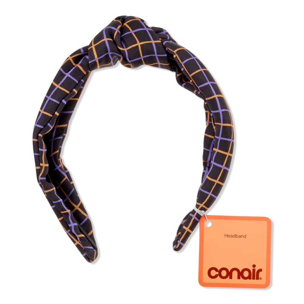 Halloween Orange Plaid Knotted Headband