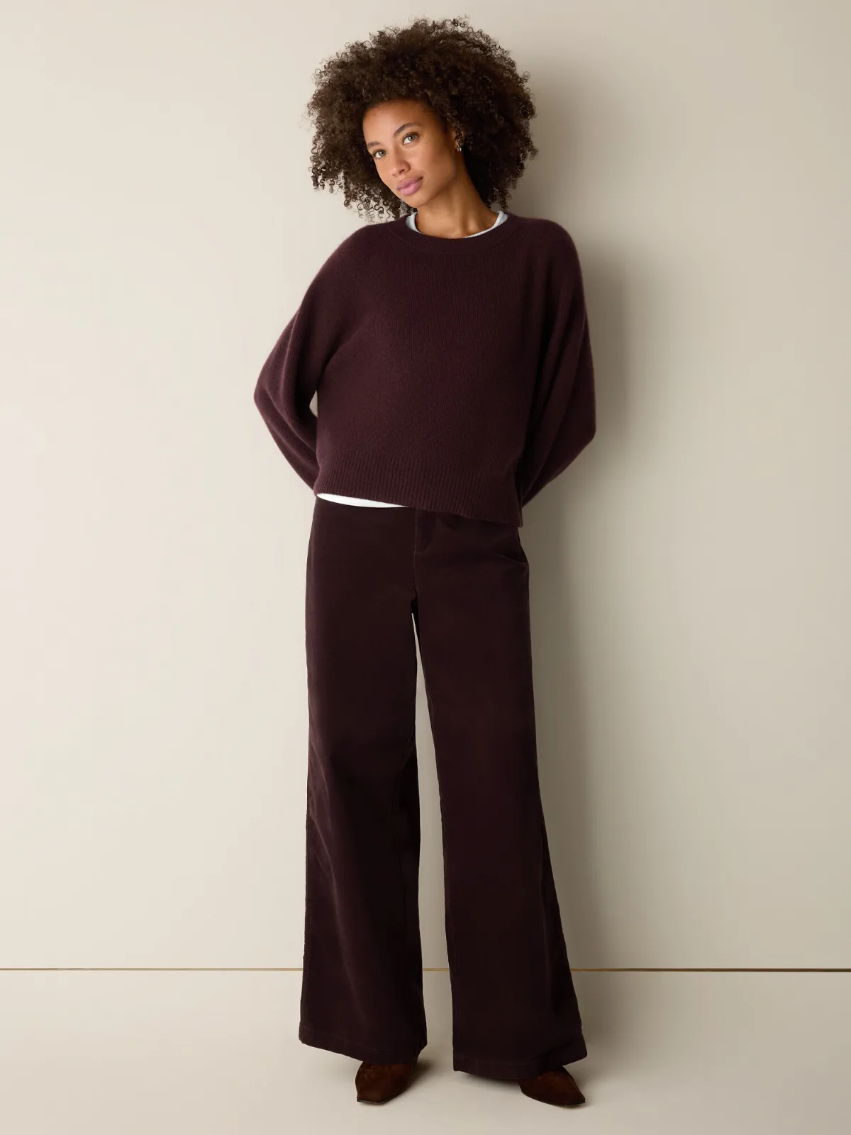 Brushed Organic Cotton Wide-Leg Pant by EILEEN FISHER