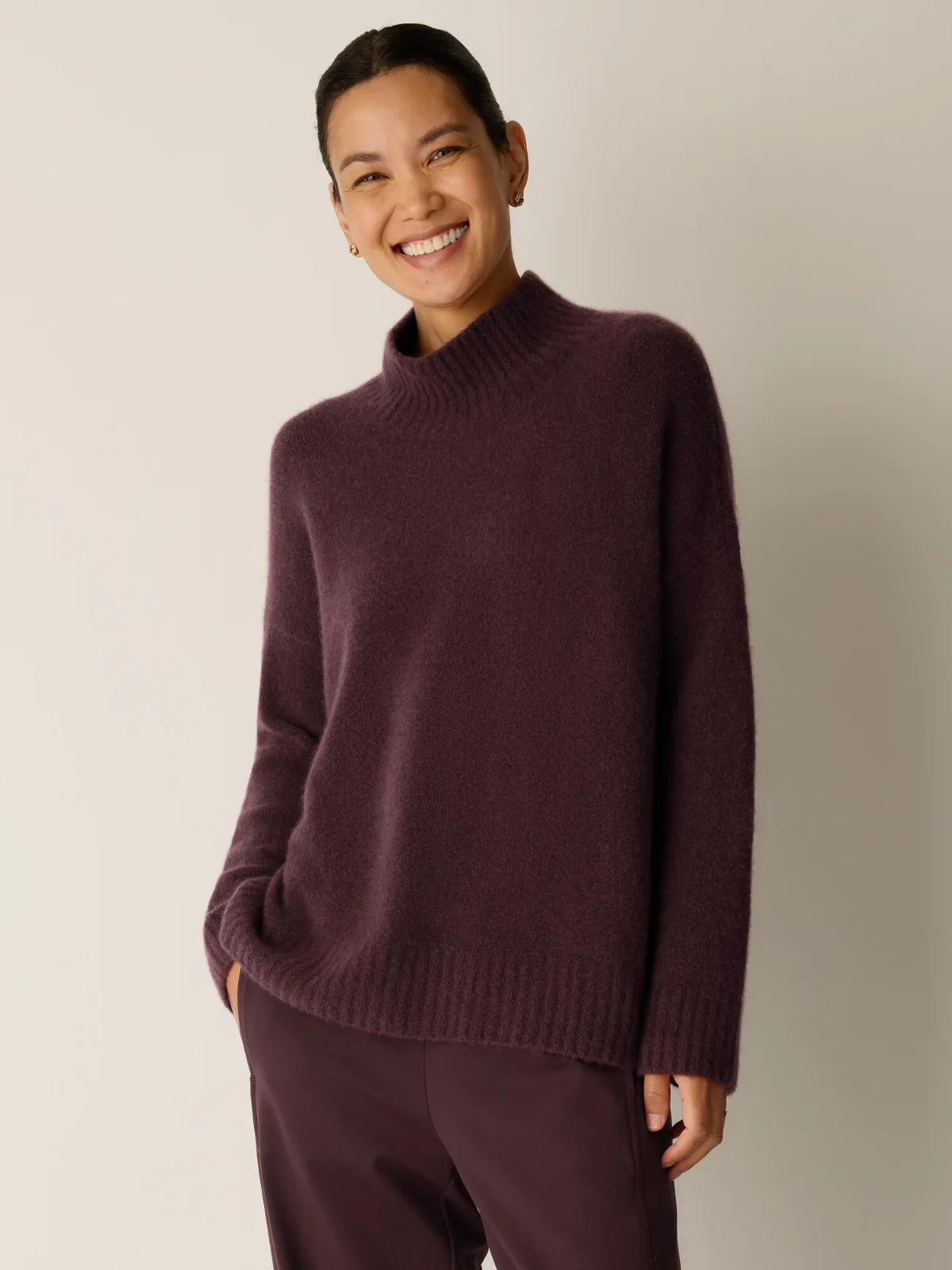 Cashmere Silk Bliss Turtleneck Top by EILEEN FISHER